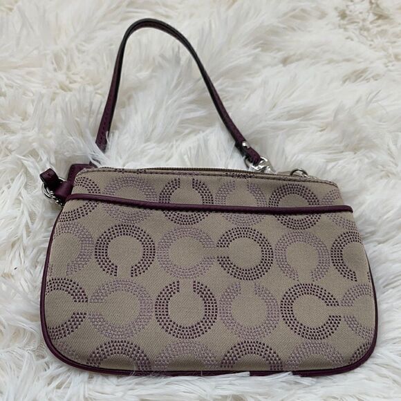 Vintage Coach Beige and Purple Clutch Wristlet - Picture 1 of 3